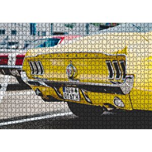 Sarı Mustang Klasik Arka Görünüş Yakın Plan Puzzle Yapboz Mdf Ahşap 1000 Parça