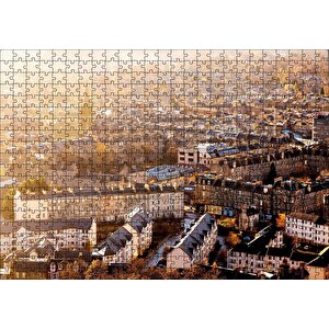 İskoçya Edinburg Yüksekten Şehir Manzarası Puzzle Yapboz Mdf Ahşap 500 Parça