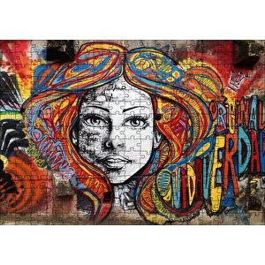 Duvar Boyama Afrikalı Kadın Ve Renkli Saçları Puzzle Yapboz Mdf Ahşap 255 Parça