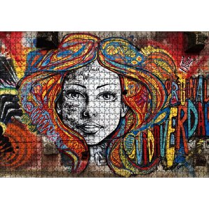 Duvar Boyama Afrikalı Kadın Ve Renkli Saçları Puzzle Yapboz Mdf Ahşap 1000 Parça
