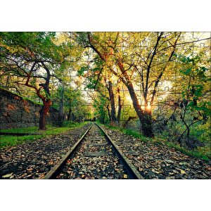 Ermenistan Erivan Orman İçi Demiryolu Puzzle Yapboz Mdf Ahşap 120 Parça