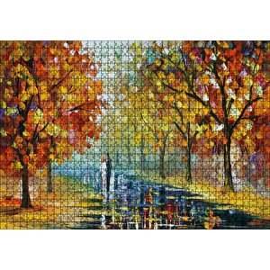 Ağaçlı Yolda Sevgili Çift Puzzle Yapboz Mdf Ahşap 1000 Parça