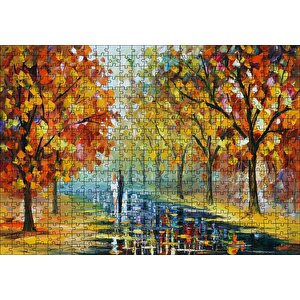 Ağaçlı Yolda Sevgili Çift Puzzle Yapboz Mdf Ahşap 500 Parça