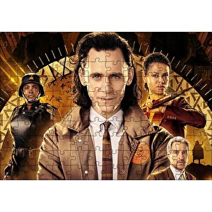 Beyaz Gömlek Ve Kravatlı Loki Ile Karakterler Puzzle Yapboz Mdf Ahşap 120 Parça