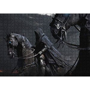 Kara Koşumlu Kara Atlar Ve Kara Pelerinli Süvari Puzzle Yapboz Mdf Ahşap 500 Parça