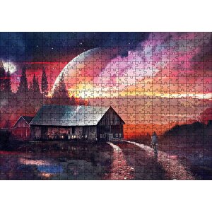 Uzak Bir Gezegendeki Ev Puzzle Yapboz Mdf Ahşap 500 Parça