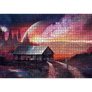Uzak Bir Gezegendeki Ev Puzzle Yapboz Mdf Ahşap 1000 Parça