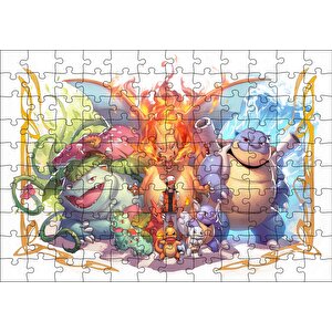 Pokemon Karekterler Puzzle Yapboz Mdf Ahşap 120 Parça