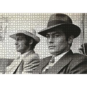 Jean Paul Belmondo Ve Alain Delon Siyah Beyaz Puzzle Yapboz Mdf Ahşap 1000 Parça