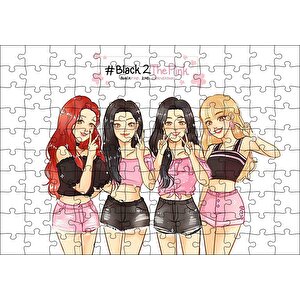 Black Pink Kore Pop Pembe Siyah Kıyafetli Puzzle Yapboz Mdf Ahşap 120 Parça