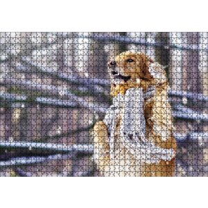 Atkılı Köpek Puzzle Yapboz Mdf Ahşap 1000 Parça