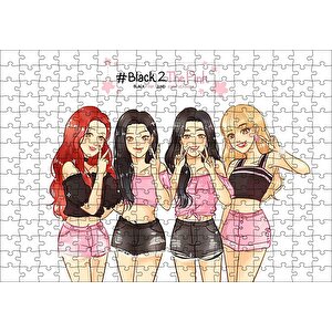 Black Pink Kore Pop Pembe Siyah Kıyafetli Puzzle Yapboz Mdf Ahşap 255 Parça