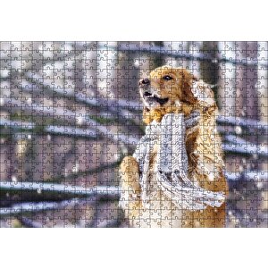 Atkılı Köpek Puzzle Yapboz Mdf Ahşap 500 Parça