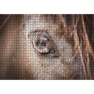 Kahverengi Atın Gözü Yakın Çekim Puzzle Yapboz Mdf Ahşap 1000 Parça