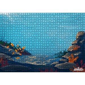 Okyanus Dibinde Turuncu Balıklar Kum Ve Kayalar Puzzle Yapboz Mdf Ahşap 1000 Parça