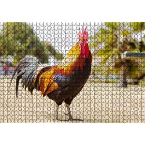 Heybetli Horoz Flu Çiftlik Arka Plan Puzzle Yapboz Mdf Ahşap 1000 Parça