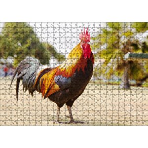 Heybetli Horoz Flu Çiftlik Arka Plan Puzzle Yapboz Mdf Ahşap 500 Parça