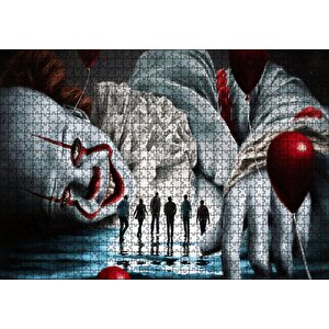 It Filmi Karakteri Palyaço Ve Kurbanları Puzzle Yapboz Mdf Ahşap 1000 Parça
