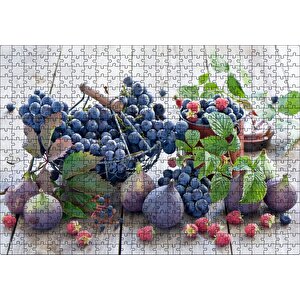 Masada Yaş İncir Üzüm Yabanmersini Ve Ahudular Puzzle Yapboz Mdf Ahşap 500 Parça