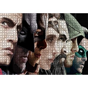 Cakapuzzle Adalet Birliği Karakterleri Yan Yana Yakın Çizim Puzzle Yapboz Mdf Ahşap