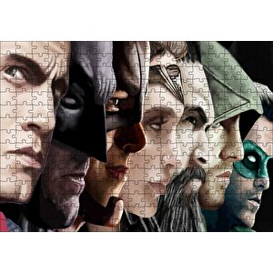 Adalet Birliği Karakterleri Yan Yana Yakın Çizim Puzzle Yapboz Mdf Ahşap 255 Parça