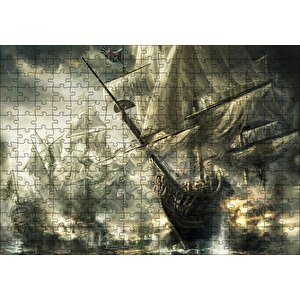 Deniz Savaşındaki Yelkenli Gemiler Puzzle Yapboz Mdf Ahşap 255 Parça