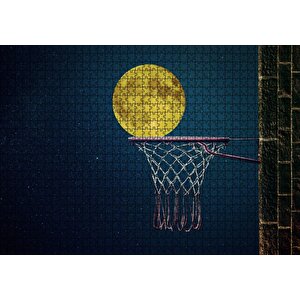 Basket Potası Ve Dolunay İllüstrasyon Puzzle Yapboz Mdf Ahşap 1000 Parça