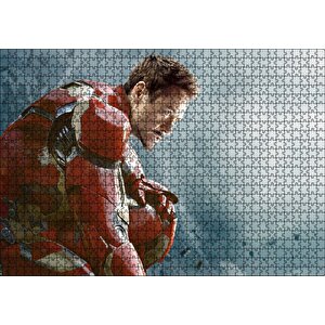 Yenilmezler Iron Man Tony Stark Oturan Pozu Puzzle Yapboz Mdf Ahşap 1000 Parça
