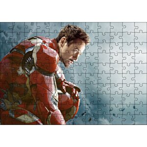 Yenilmezler Iron Man Tony Stark Oturan Pozu Puzzle Yapboz Mdf Ahşap 120 Parça