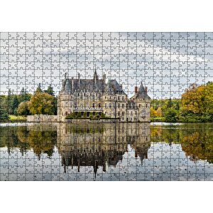 Göl Kıyısındaki Görkemli Şato Ve Orman Puzzle Yapboz Mdf Ahşap 500 Parça
