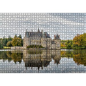 Göl Kıyısındaki Görkemli Şato Ve Orman Puzzle Yapboz Mdf Ahşap 1000 Parça