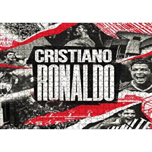 Cristiano Ronaldo Büyük Yazı Ve Kompozisyon Puzzle Yapboz Mdf Ahşap 500 Parça