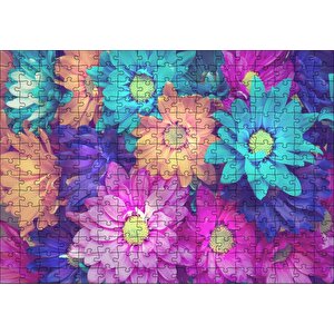 Rengarenk Taç Yapraklı Çiçekler Bir Arada Puzzle Yapboz Mdf Ahşap 255 Parça