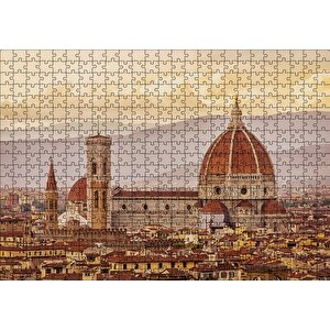 İtalya Floransa Gündoğumunda Şehir Manzarası Puzzle Yapboz Mdf Ahşap 500 Parça