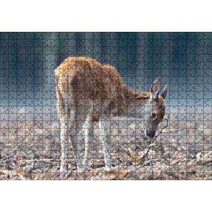 Yavru Geyik Ve Yerde Kuru Yapraklar Puzzle Yapboz Mdf Ahşap 500 Parça