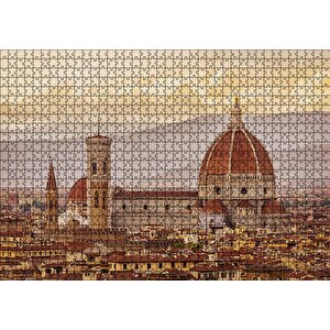İtalya Floransa Gündoğumunda Şehir Manzarası Puzzle Yapboz Mdf Ahşap 1000 Parça