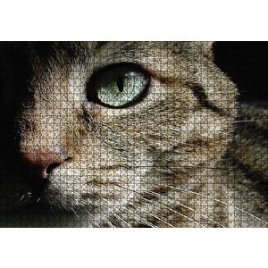 Yeşil Gözlü Kedi Puzzle Yapboz Mdf Ahşap 1000 Parça