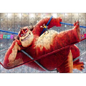 Sirkte İpler Üzerindeki Sevimli Canavar Puzzle Yapboz Mdf Ahşap 120 Parça