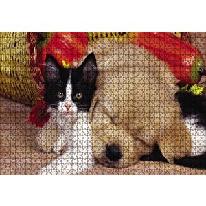 Yavru Kedi Köpek Puzzle Yapboz Mdf Ahşap 1000 Parça