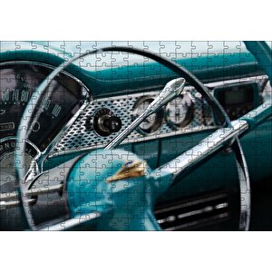 Klasik Yeşil Araba Kokpit Detay Yakın Çekim Puzzle Yapboz Mdf Ahşap 255 Parça