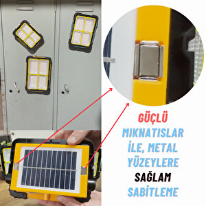 Taşınabilir Projektör Güneş Enerjili Led Çalışma Aydınlatma Ve Çakarlı İkaz Lambası Küçük