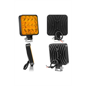Off Road Traktör Tir Kamyon Sis Fari Ve Çalışma Lambası 16 Led Kare 3 İnç 84mm