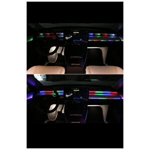 Araç İçi Torpido Rgb Kayar Led Şerit 64 Farklı Renk Kumanda Ve App Kontrollü 110 Cm Led Işık