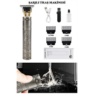 Şarjlı Tıraş Makinesi Metal Gövdeli Sıfır Kesim Saç Sakal Ve Vücut Çelik Bıçaklı Tıraş Makinesi