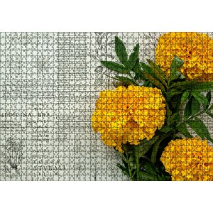 Sarı Çiçekler Ve Bitkisel Şifa Kitabı Yaprakları Puzzle Yapboz Mdf Ahşap 1000 Parça