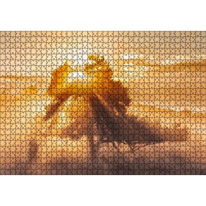Ormanın Dışındaki Tek Ağaç Ve Mistik Güneş Işınları Puzzle Yapboz Mdf Ahşap 1000 Parça