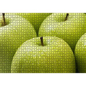 Yeşil Elmalar Ve Su Damlaları Yakın Çekim Puzzle Yapboz Mdf Ahşap 1000 Parça