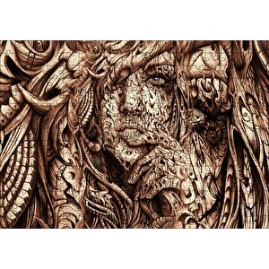 Desenler Arasında Gizli Kadın Yüzü Puzzle Yapboz Mdf Ahşap 255 Parça