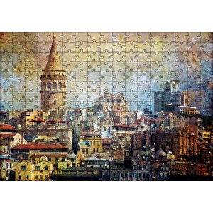 Galata Kulesinin Sanatsal Görsel Puzzle Yapboz Mdf Ahşap 255 Parça