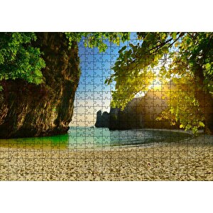 Saklı Sahilde Günbatımı Puzzle Yapboz Mdf Ahşap 500 Parça